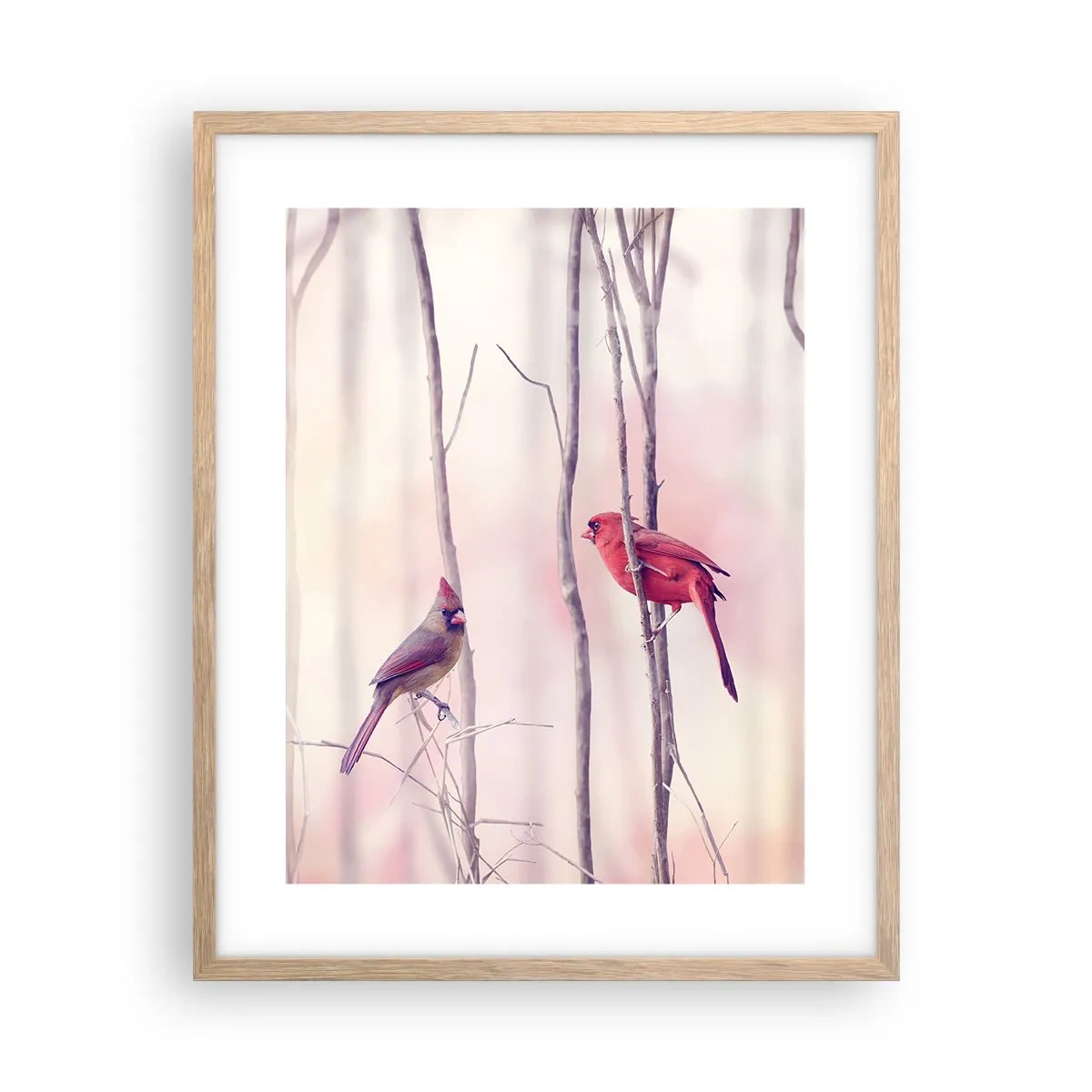 Poster in light oak frame - Tale of a Pink Forest - 40x50 cm