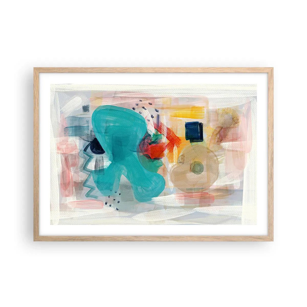 Poster in light oak frame - Colourful Game - 70x50 cm