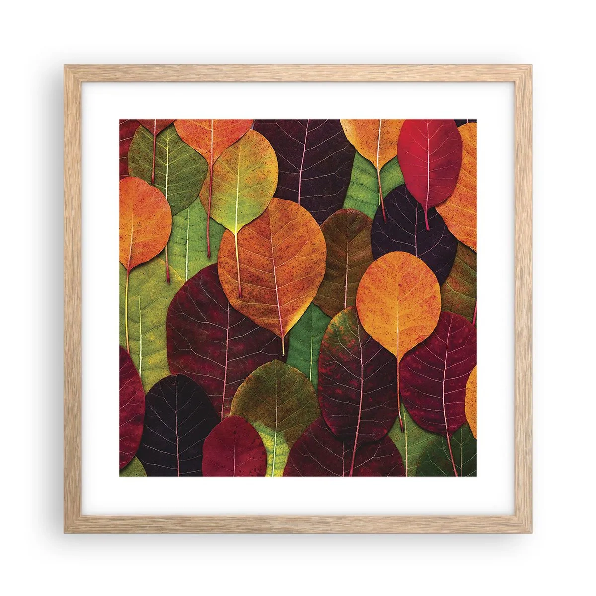 Poster in light oak frame - Autumn Mosaics - 40x40 cm