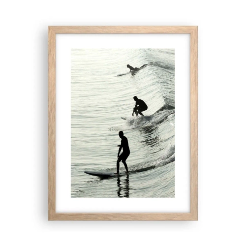 Poster in light oak frame - Meeting the Wave - 30x40 cm