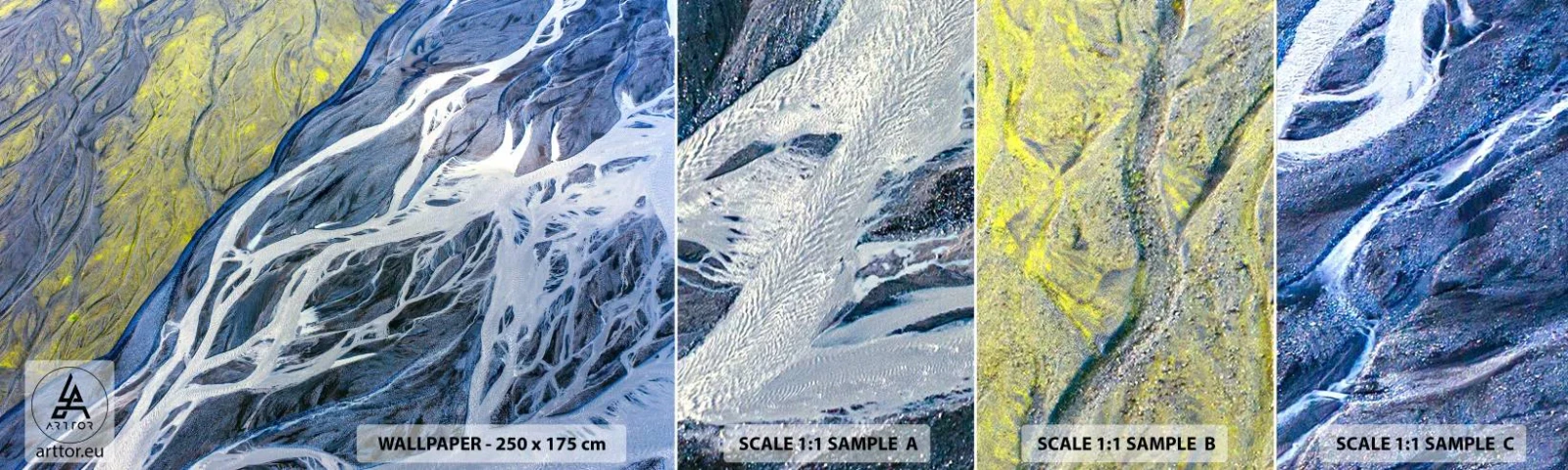 Photo Wallpaper Sample Self-Adhesive Deluxe Sticker - Cave Paintings of Nature - Abstraction, Piece, Glacier - 100x30 cm