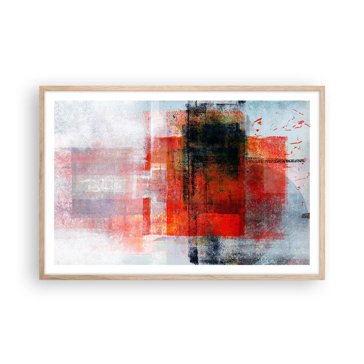 Poster in light oak frame - Glowing Composition - 91x61 cm