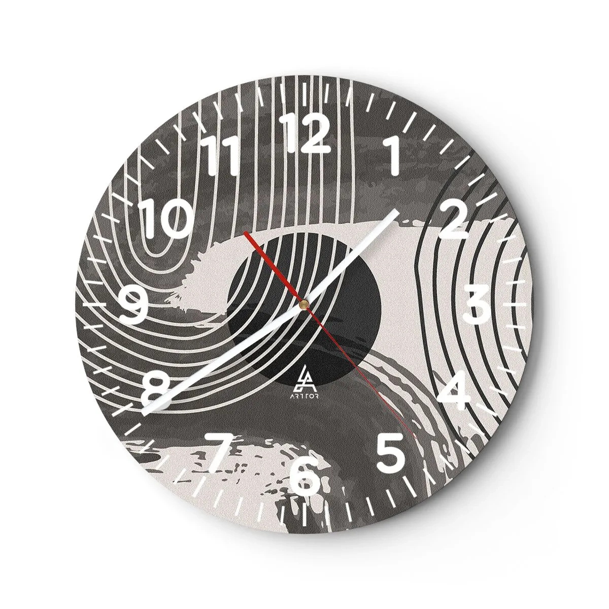 Wall clock - Clock on glass - Oval Wins - 40x40 cm