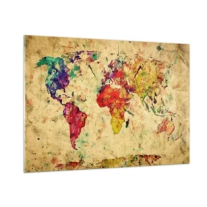 Glass picture - Life as a Colourful World Map - 100x70 cm