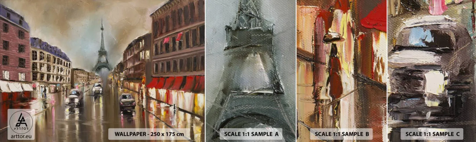 Photo Wallpaper Sample Self-Adhesive Deluxe Sticker - Only She Counts - Eiffel Tower, City, Paris - 100x30 cm