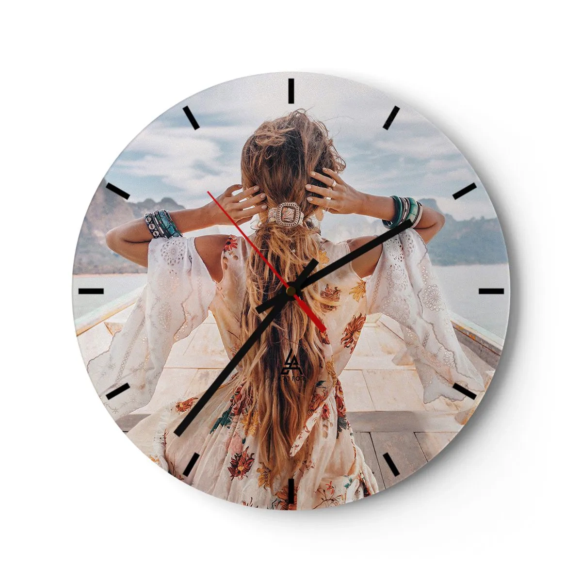 Wall clock - Clock on glass - On the Way to Happiness - 40x40 cm