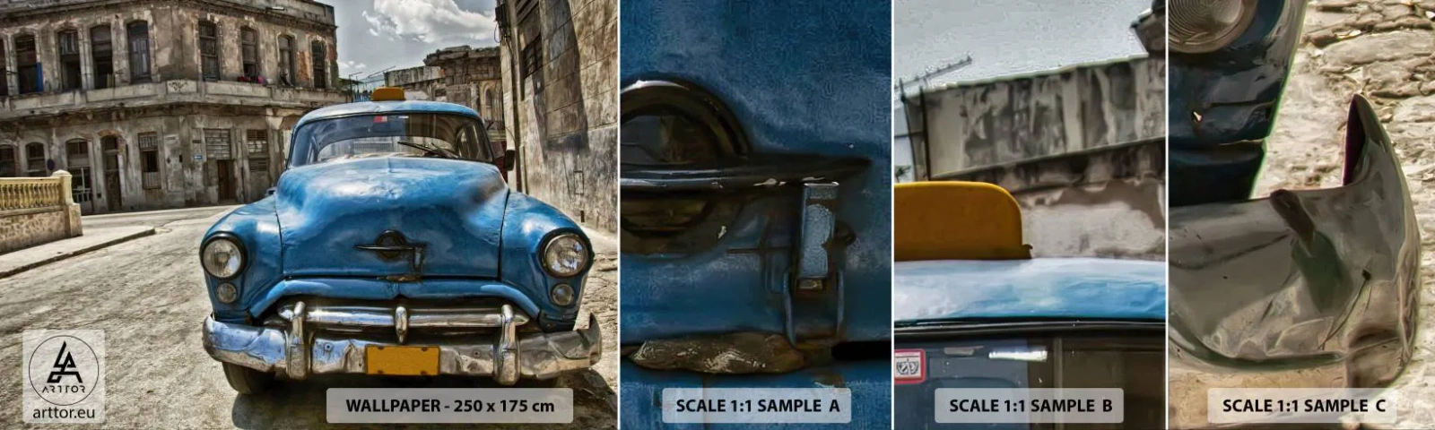 Photo Wallpaper Sample Self-Adhesive Deluxe Sticker - Old Is Beautiful - Automotive, Car, Taxi - 100x30 cm