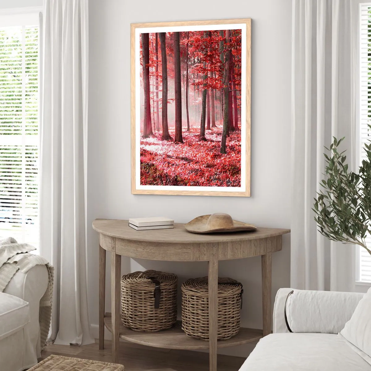 Poster in light oak frame - Red Equally Beautiful - 70x100 cm