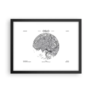 Poster in black frame - Anatomy of Oslo - 40x30 cm