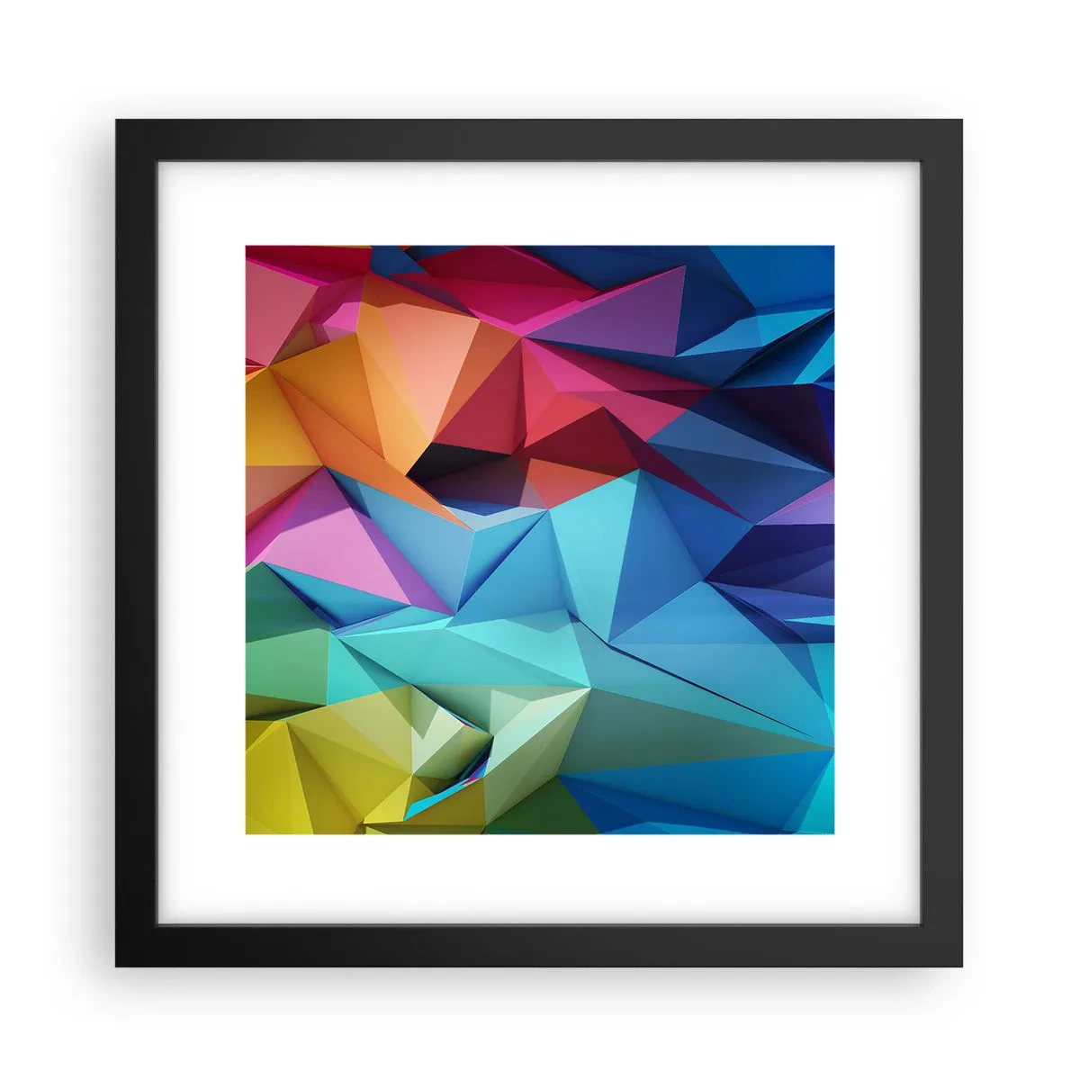 Poster in black frame - Rainbow Origami - 30x30 cm