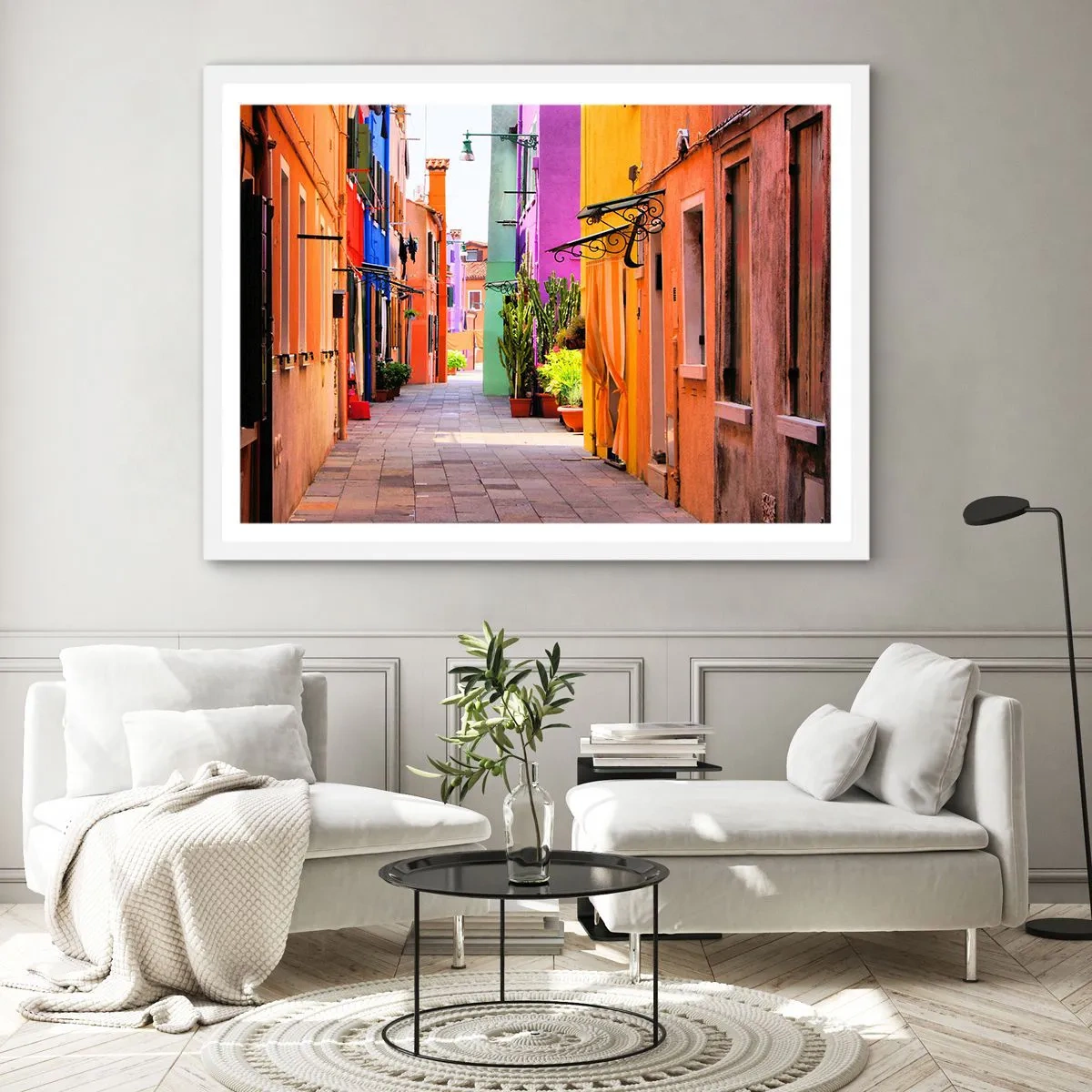 Poster in white frmae - Rainbow Alley - 100x70 cm