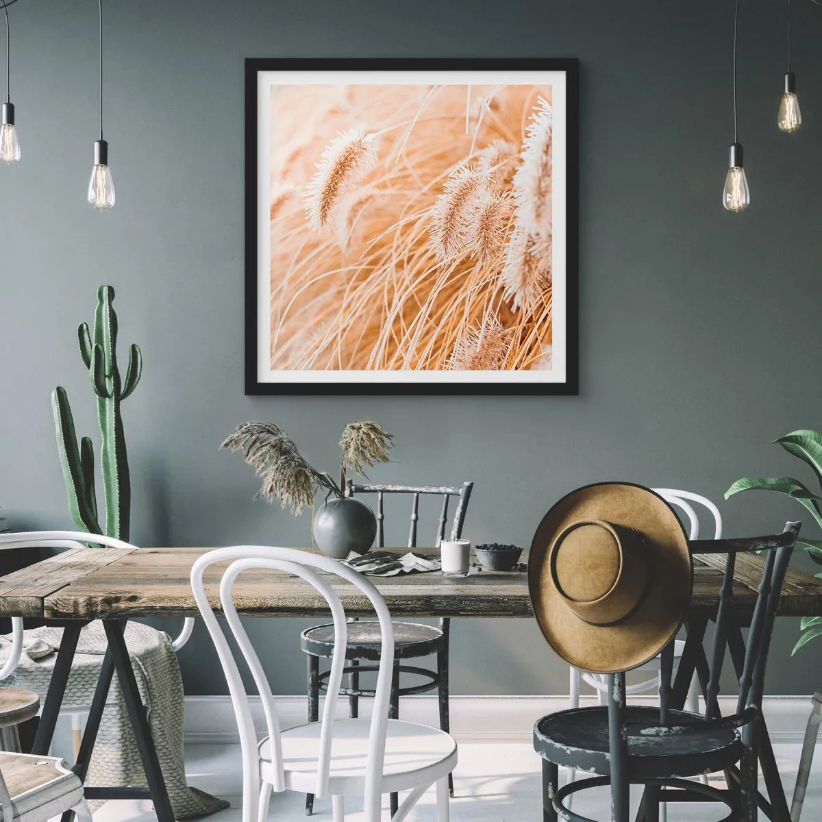 Poster in black frame - Golden Rustling of Grass - 50x50 cm