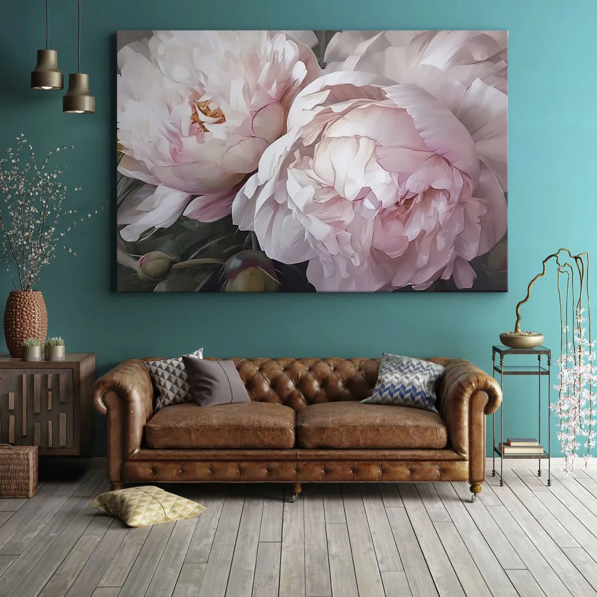 Canvas picture - Delicate pink peonies in full bloom - 70x50cm - Captured in Full Bloom - Modern wall decoration for the living room and bedroom ARTTOR