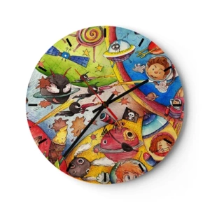 Wall clock - Clock on glass - Great Space Adventure - 40x40 cm