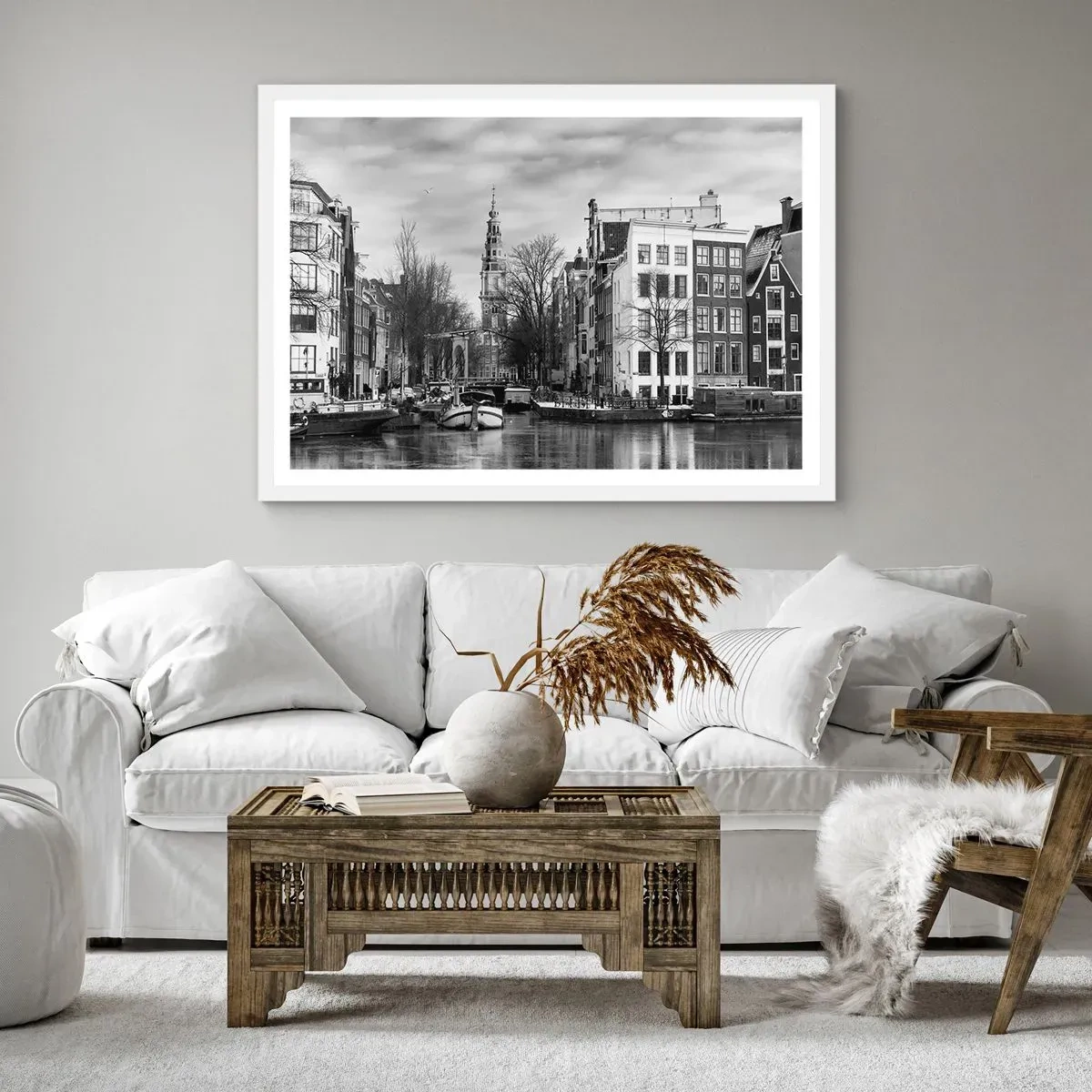 Poster in white frmae - Amsterdam Atmosphere - 91x61 cm
