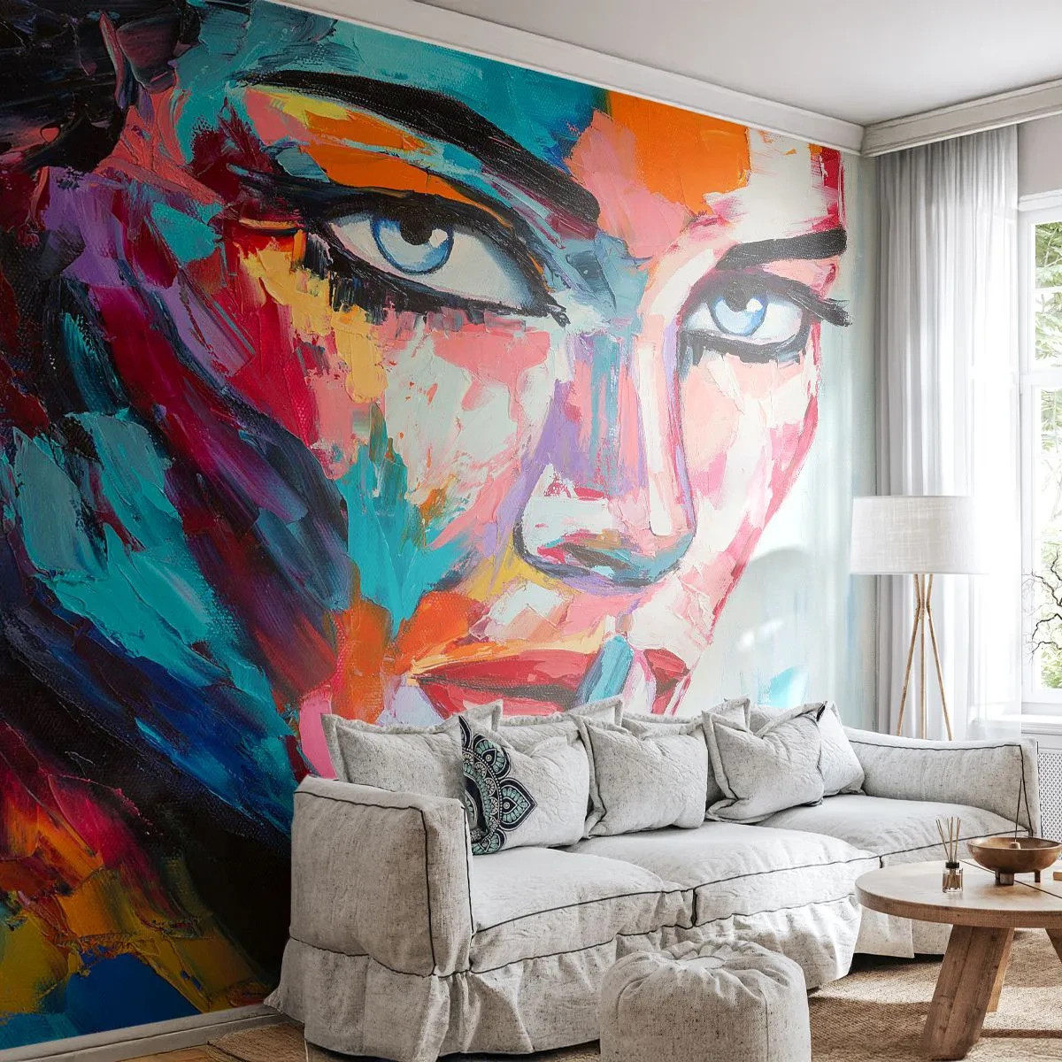 Photo Wallpaper Premium Canvas - Our First Secret - Portrait of a Woman, Face, Piece - 500x350 cm