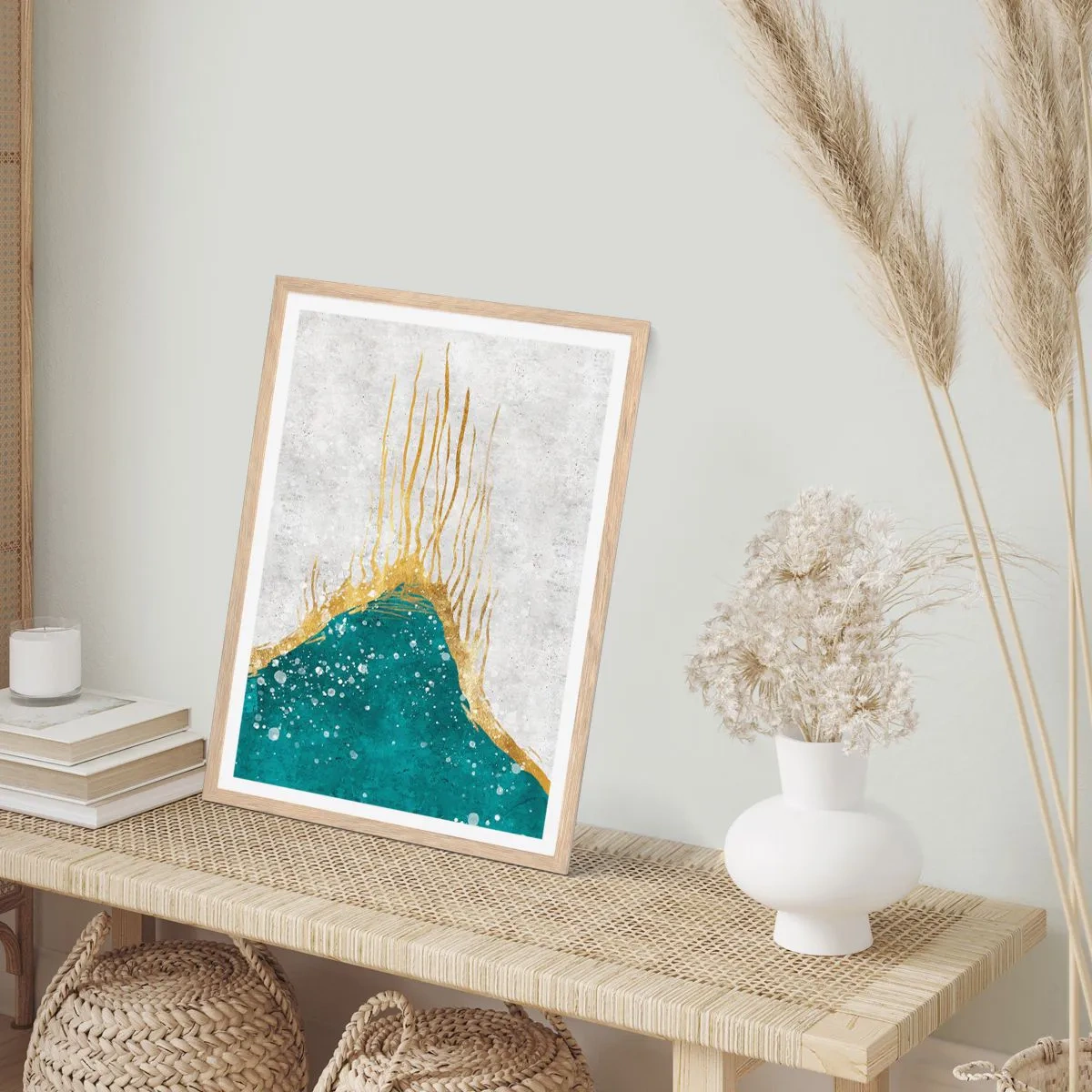 Poster in light oak frame - Golden Tide - 30x40 cm