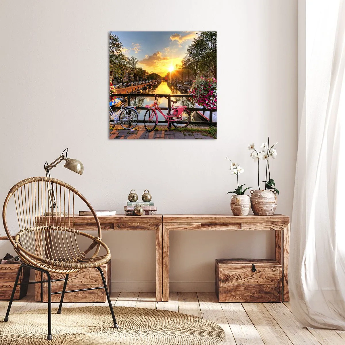 Canvas picture - Spring Morning in Amsterdam - 30x30 cm