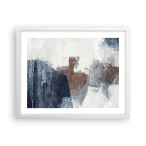 Poster in white frmae - Blue and Brown Shapes - 50x40 cm