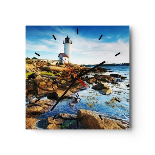 Wall clock - Clock on glass - Be Home Safe, I Am Waiting - 40x40 cm