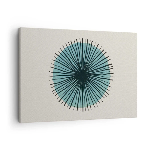 Canvas picture - Abstract circular form with blue rays - 70x50cm - Rays on Blue - Modern wall decoration for the living room and bedroom ARTTOR