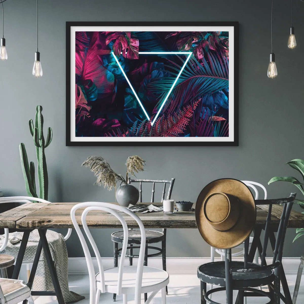 Poster in black frame - Disco Style Garden - 91x61 cm
