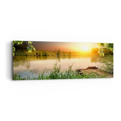 Canvas picture - Landscape in a Green Frame - 90x30 cm