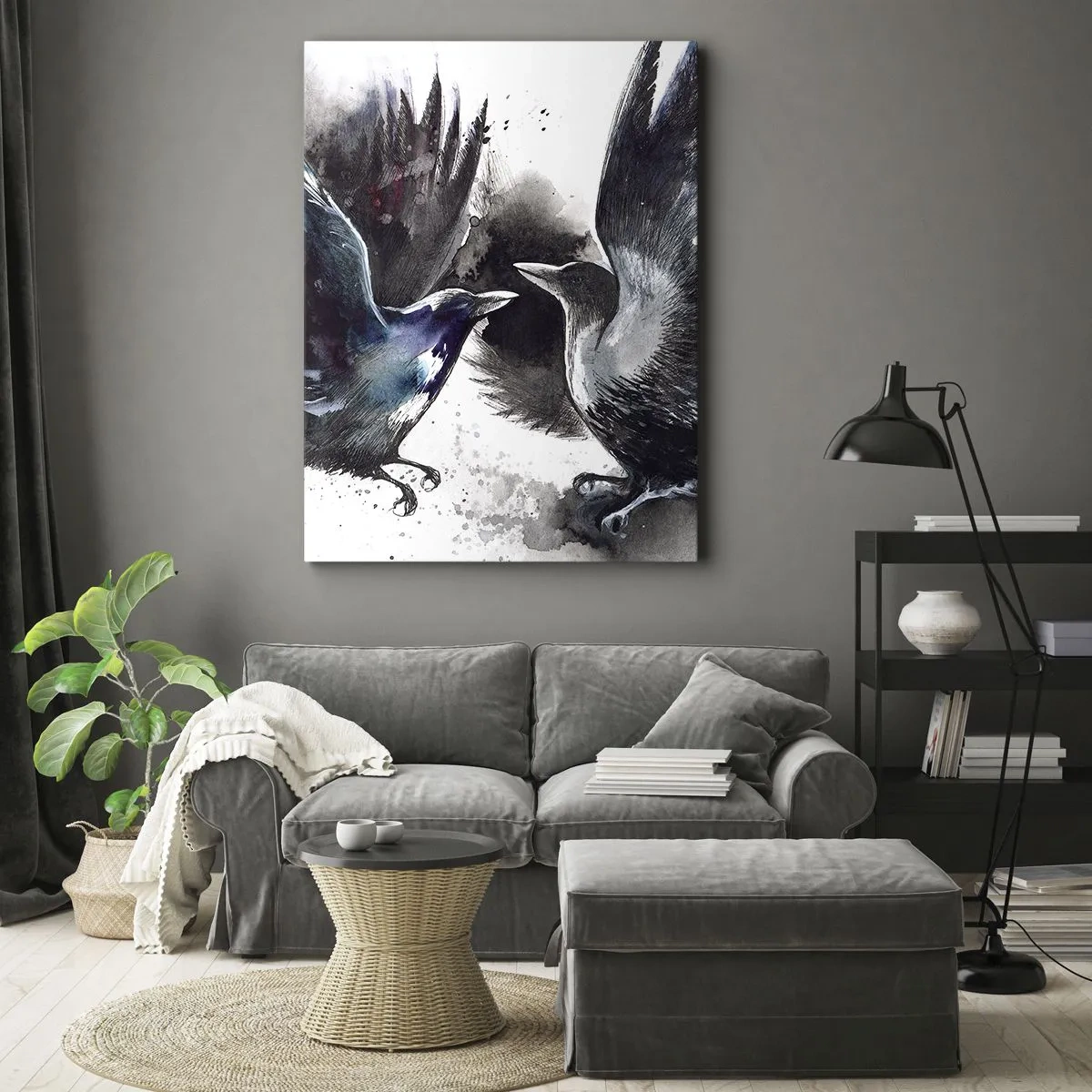 Canvas picture - Two Crows - 45x80 cm