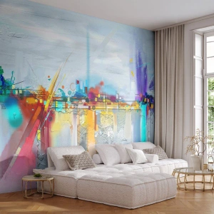 Custom Wallpaper Premium Canvas - Bridge of Joy over the River of Life - Abstraction, Piece, Surrealism