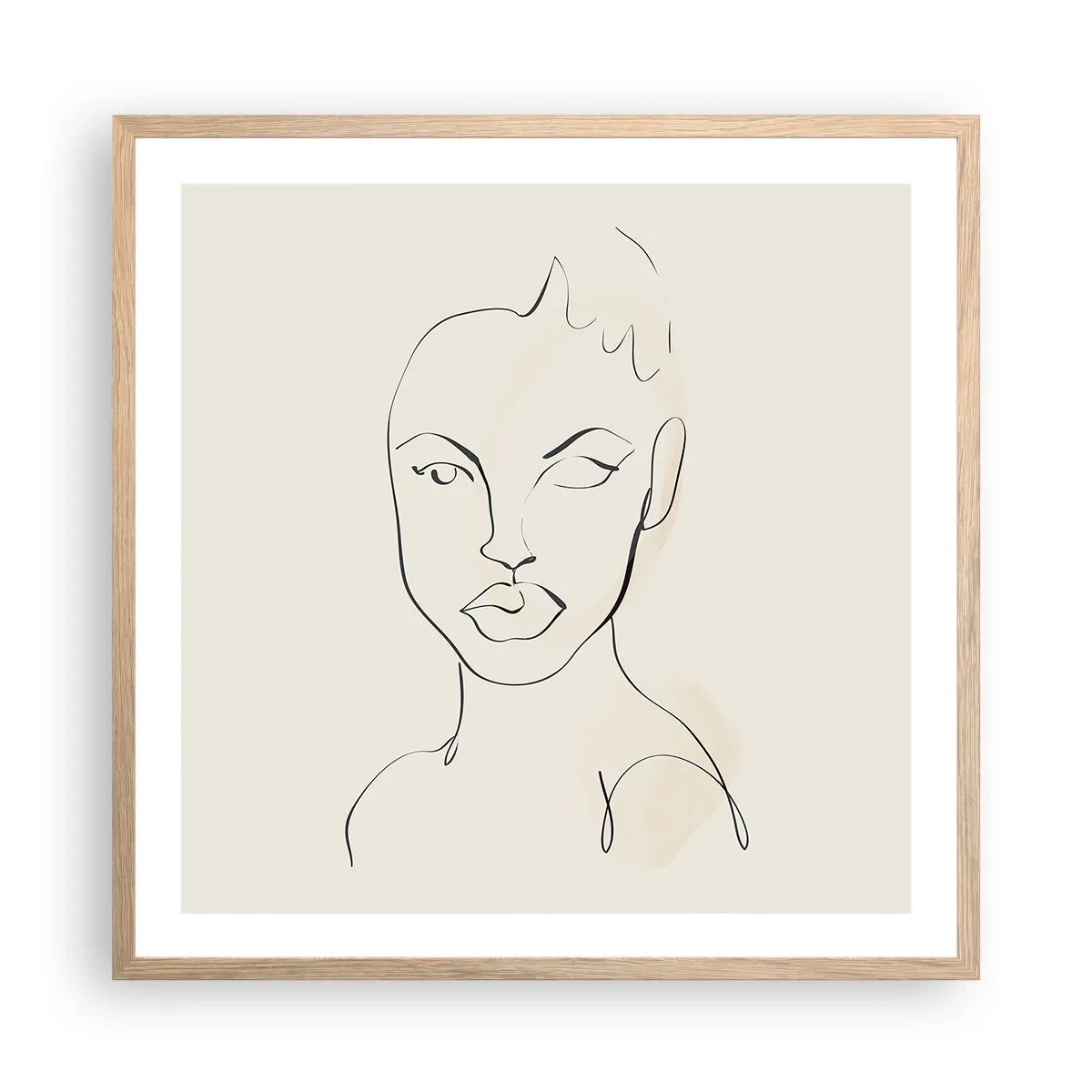 Poster in light oak frame - Outline of Sensuality - 60x60 cm