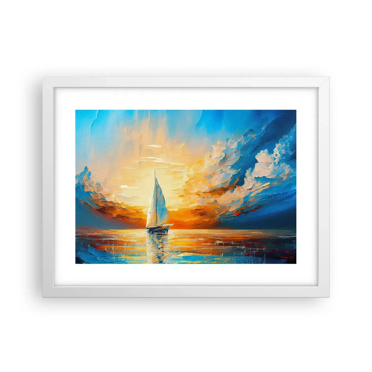 Poster in white frmae - Sailing in Gold - 40x30 cm
