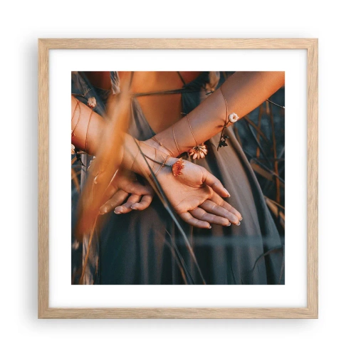Poster in light oak frame - Connected with Nature - 40x40 cm