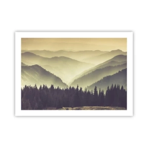 Poster - In a Faraway Land, Past the Mountains - 70x50 cm