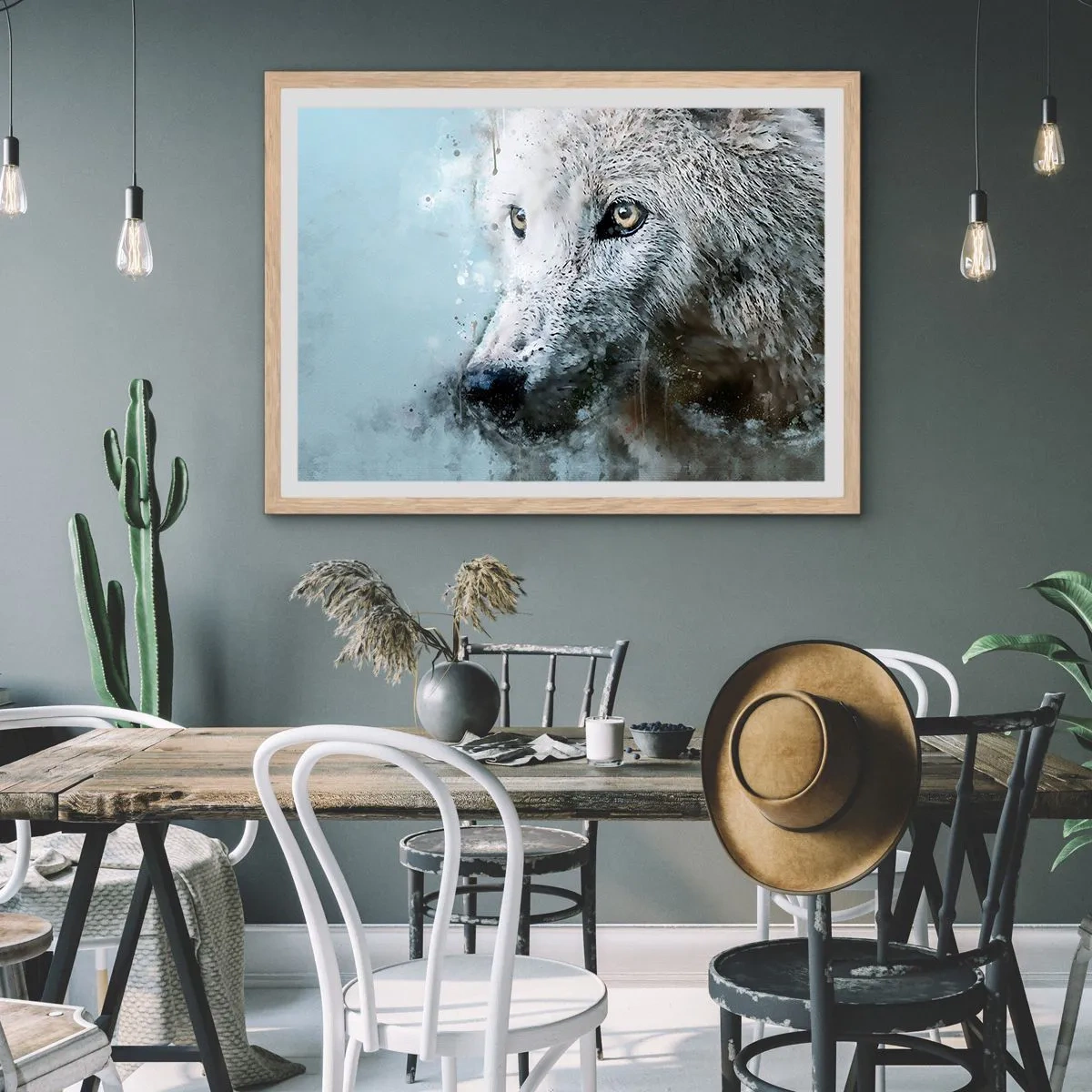 Poster in light oak frame - Meet Wolf Soul - 40x30 cm