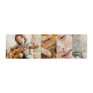 Photo Wallpaper Sample Premium Canvas - Concert for Guitar and Girly Heart - Guitar, Music, Girl - 100x30 cm