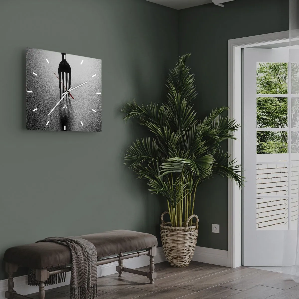 Wall clock - Clock on glass - Light and Shade - 30x30 cm