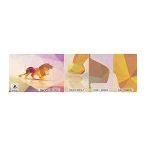 Photo Wallpaper Sample Premium Canvas - Diamond King - Animals, Lion, Geometric Figure - 100x30 cm