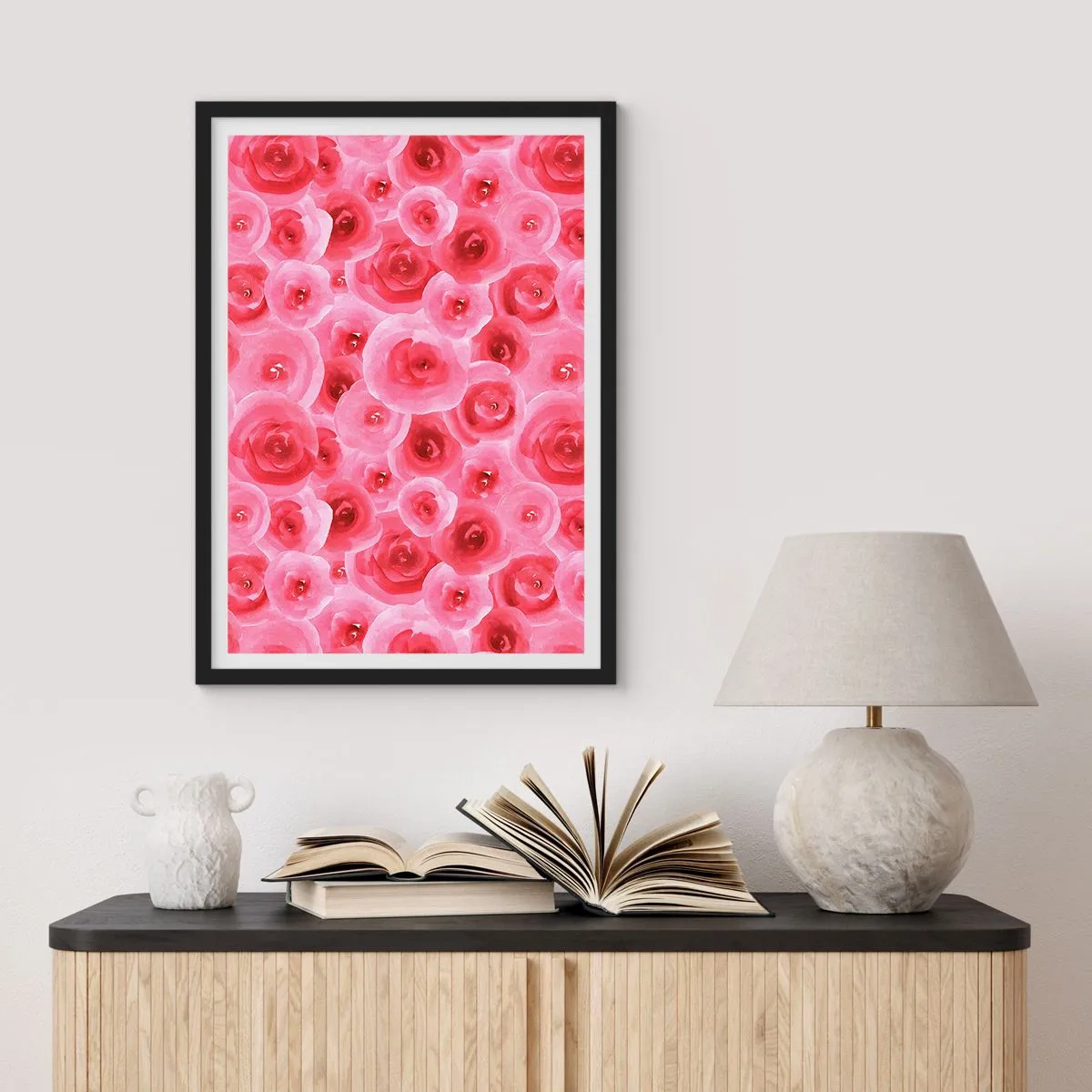 Poster in black frame - Roses at the Bottom and at the Top - 30x40 cm