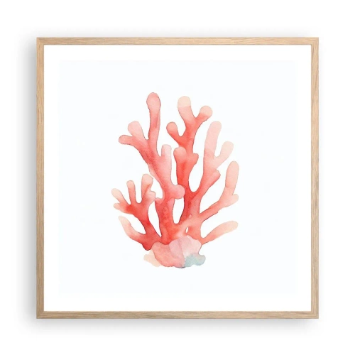 Poster in light oak frame - Coral Colour Colars - 60x60 cm