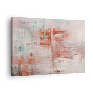 Canvas picture - An abstract composition with shades of red and pastel colors. - 70x50cm - Foggy but Pink - Modern wall decoration for the living room and bedroom ARTTOR