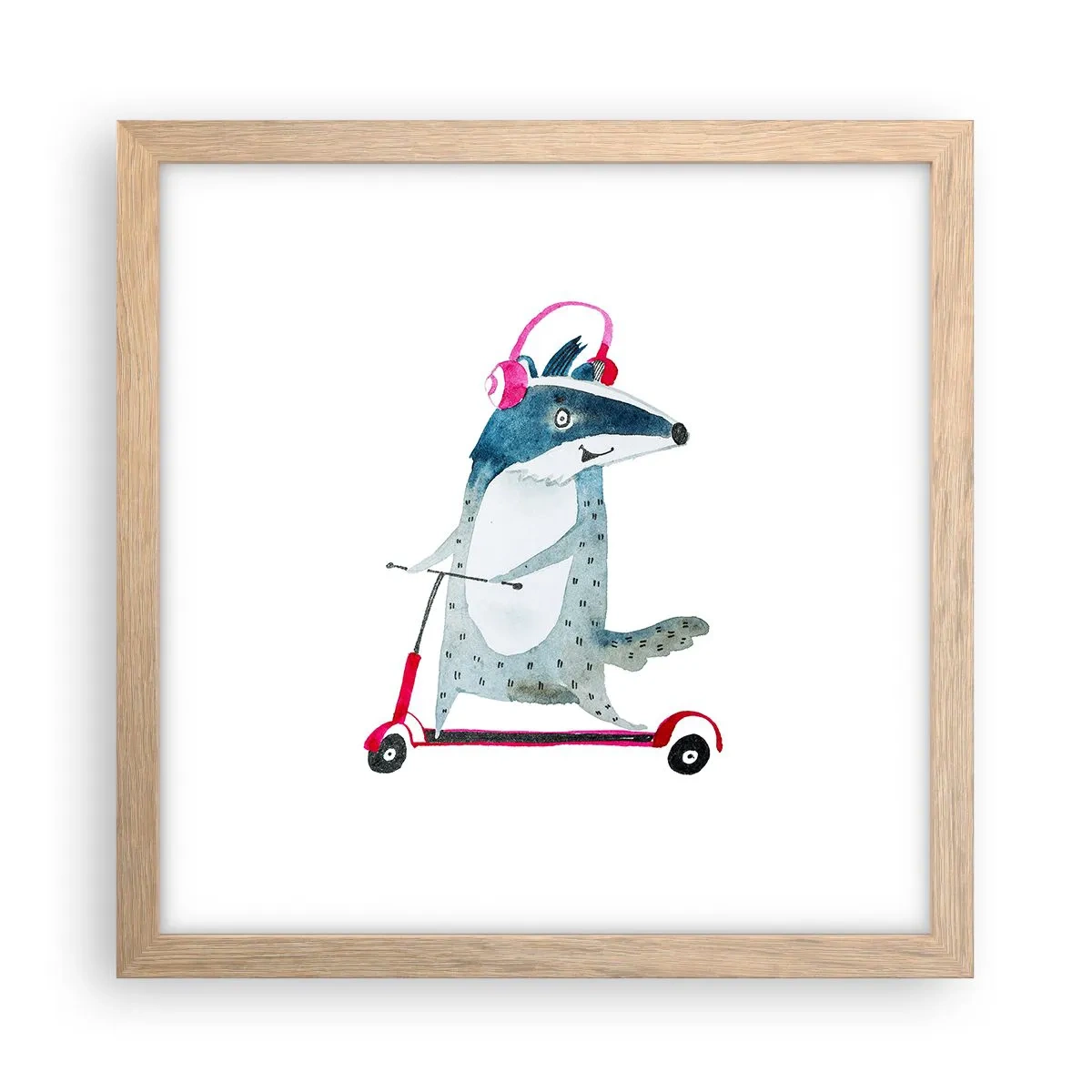 Poster in light oak frame - Joys of a Badger - 30x30 cm