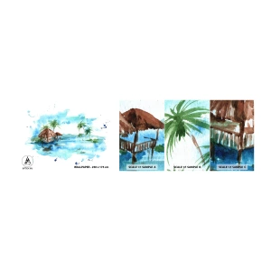 Photo Wallpaper Sample Standard Eco - Somewhere in the Pacific - Landscape, Island, Palm trees - 100x30 cm