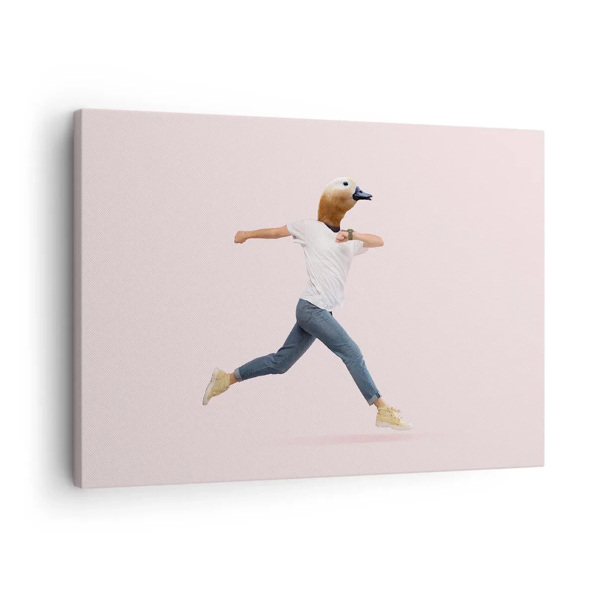 Canvas picture - A surrealistic figure with a duck head in motion - 70x50cm - Pinch of Absurd - Modern wall decoration for the living room and bedroom ARTTOR