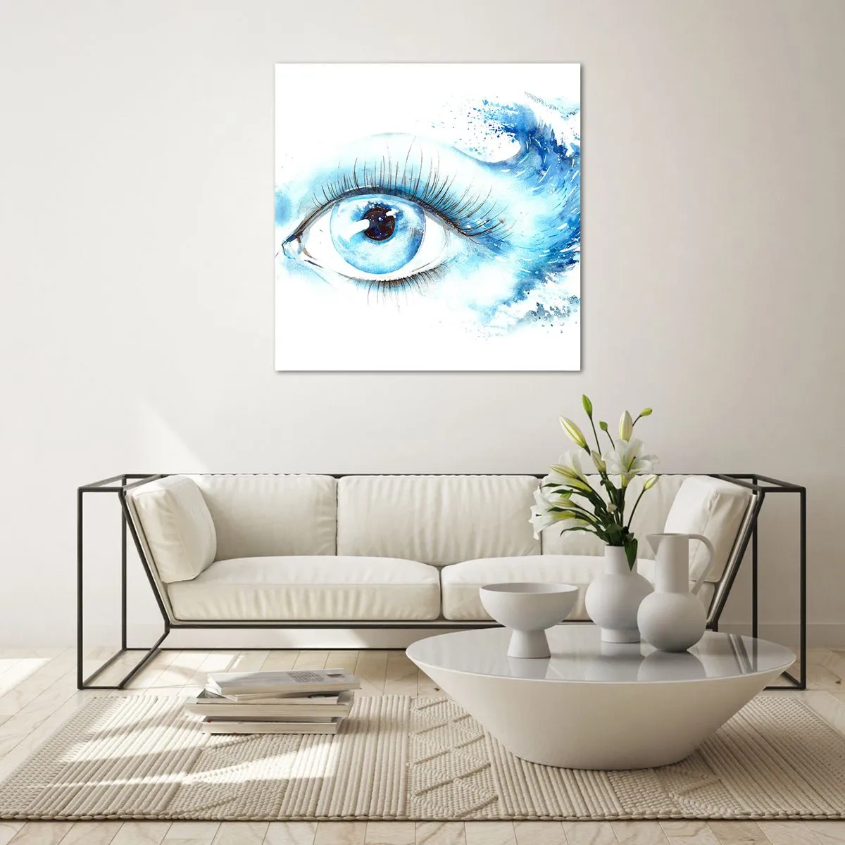Glass picture - Immerse in those Blue Eyes - 30x30 cm
