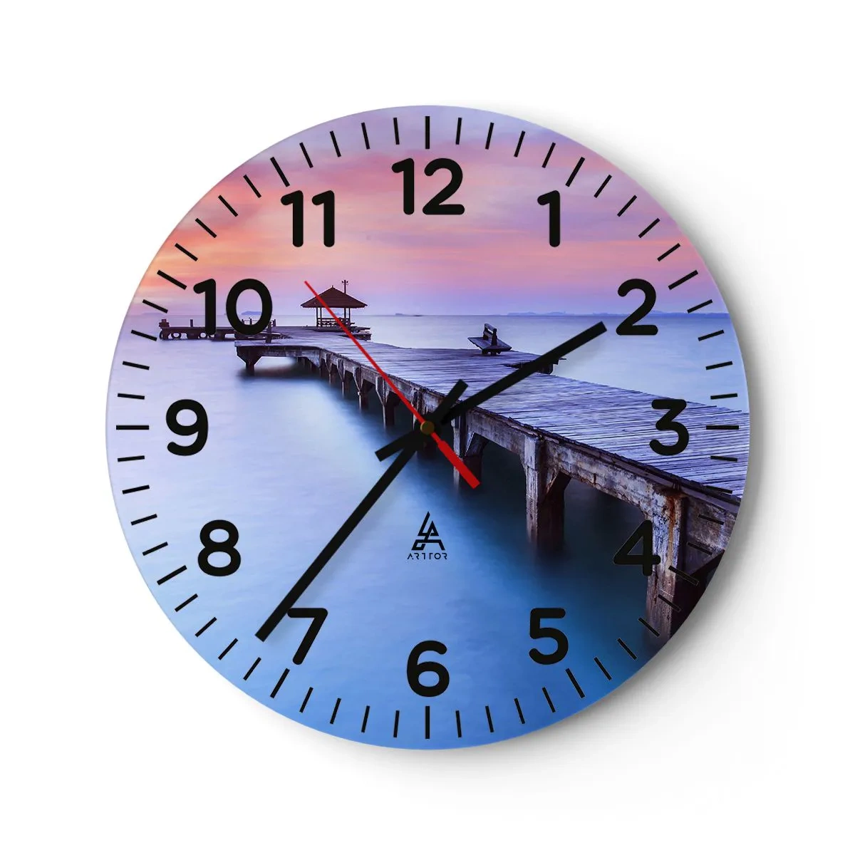 Wall clock - Clock on glass - Sea of Calm to the Horizon - 40x40 cm
