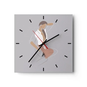Wall clock - Clock on glass - Outline of Charm - 40x40 cm
