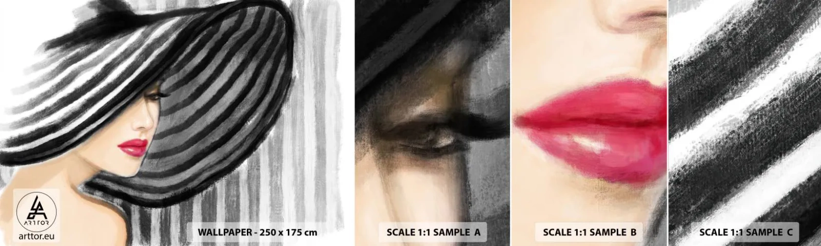 Photo Wallpaper Sample Standard Eco - Where Can I Find You? - Woman, Woman's Face, Portrait of a Woman - 100x30 cm