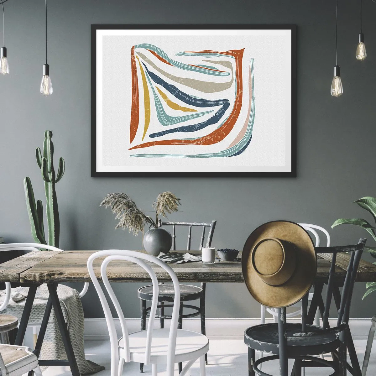 Poster in black frame - Abstract with a Friendly Smile - 40x30 cm