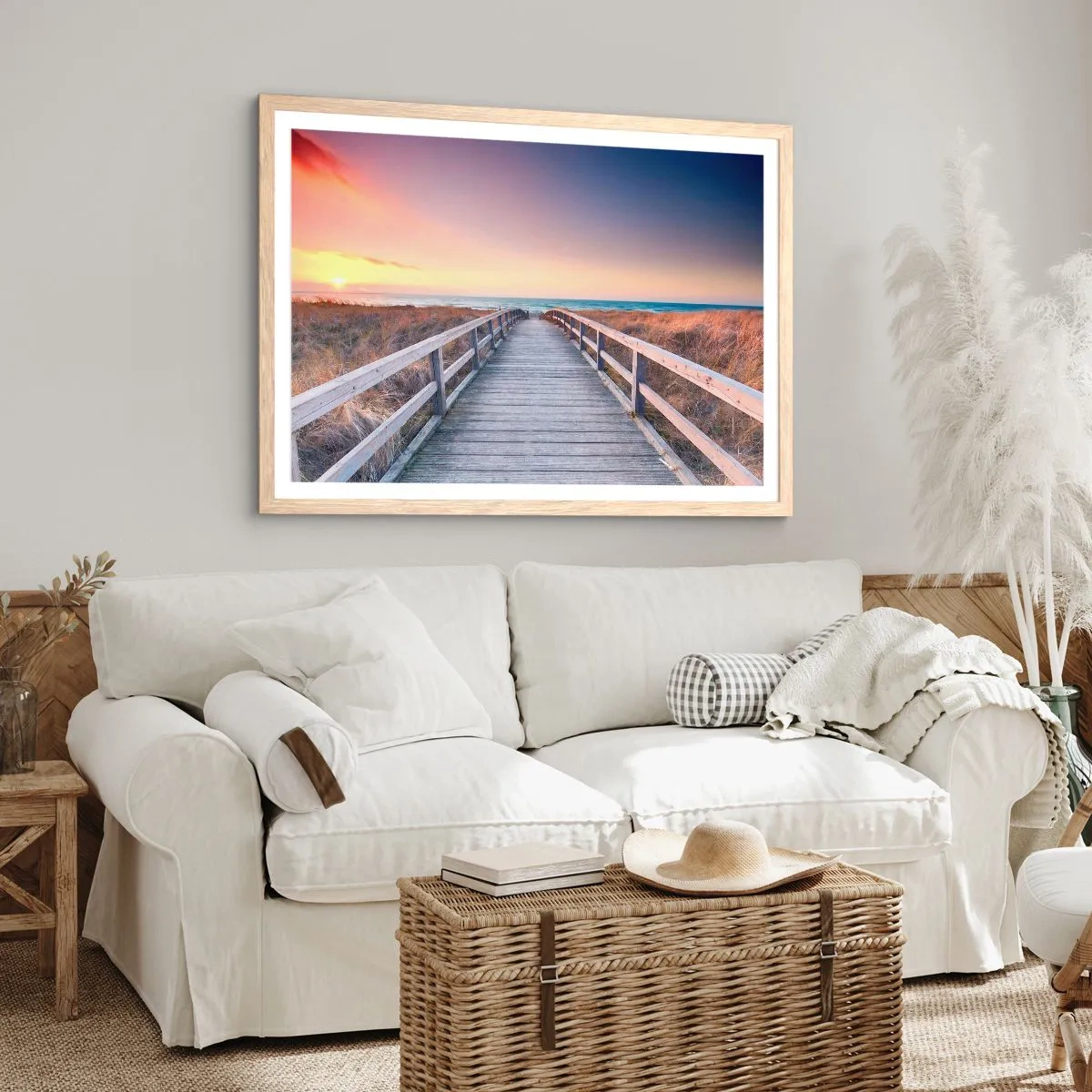 Poster in light oak frame - Baltic Evening Aurora - 50x40 cm