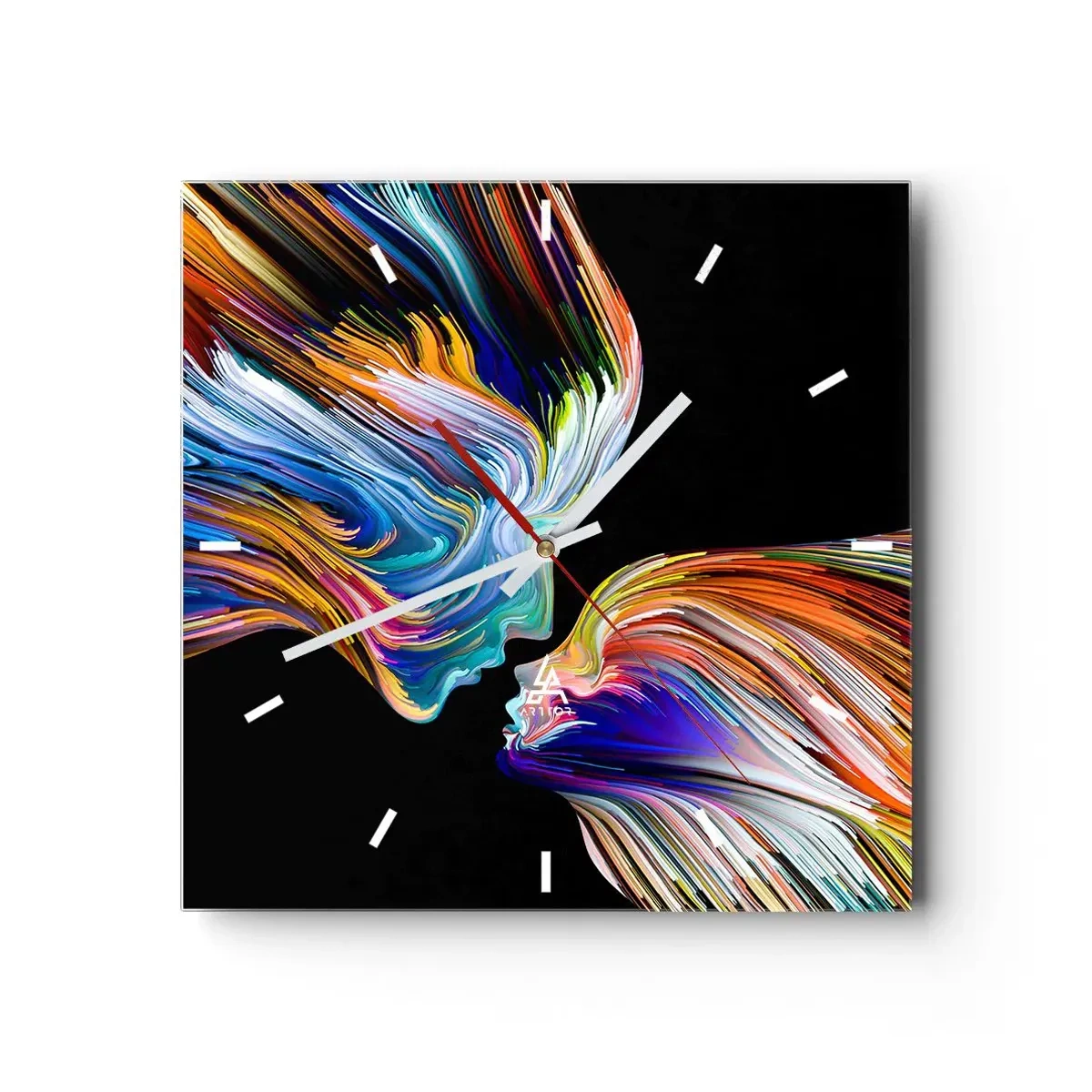 Wall clock - Clock on glass - Fusion of Energy and Light - 40x40 cm